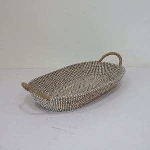Bandeja de servicio de algas marinas tejida a mano con asas Cesta natural rústica para cocina o decoración del hogar - Product Image 3