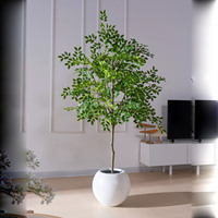 Künstlicher Ficus Lyrata Zimmerbaum im Topf für Festliche Anlässe wie Erntedank, Weihnachten, Ostern, Neujahr und Halloween