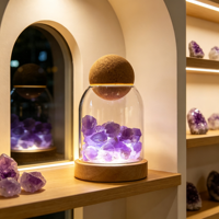 Diffuseur d'arômes en cristal multicolore, ornement en pierre, cloche en verre créative avec veilleuse LED, décoration d'intérieur pour huiles essentielles, artisanat
