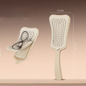 แปรงหวีผมแบบเปียก สำหรับผมพันกัน ดีไซน์หรูหรา พร้อมใบไม้กล้วยแบบมีรูระบายอากาศ ถอดออกได้ ทำความสะอาดตัวเองได้ ขนแปรงไนลอนนุ่มพิเศษ สำหรับผู้หญิงและผู้ชาย - Product Image 1