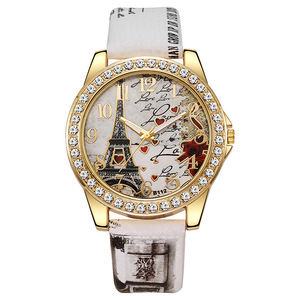 <span class=keywords><strong>Montre</strong></span> Femme Grande Taille Mode Luxe Cristal Tour Eiffel <span class=keywords><strong>Paris</strong></span> Montres Femme Bracelet en Cuir Quartz <span class=keywords><strong>Montre</strong></span>-bracelet Casual Montres Femme - Product Image 1
