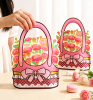 Nouveau sac à main en forme de panier de fleurs de dessin animé avec fenêtre, idéal pour bonbons, cadeaux floraux, et emballage de friandises pour fêtes