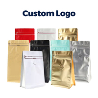 50g-250g-1kg-1.5kg-2.5kg 12oz fond plat sac d'emballage de grains de café pochette en papier artisanal avec fermeture éclair pour café nourriture pour animaux de compagnie