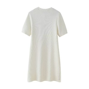 <span class=keywords><strong>Robe</strong></span> de bureau d'été pour femmes, élégante, décontractée, <span class=keywords><strong>mi</strong></span>-<span class=keywords><strong>longue</strong></span>, nouvelle tendance, tricot simple, style élégant, unie, teinte unie - Product Image 2