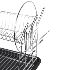 Égouttoir à vaisselle autoportant à 2 niveaux avec plateau et porte-couverts 51x24x36cm - Product Image 4