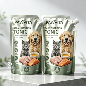 Sachets à bec verseur en aluminium de qualité alimentaire, personnalisés, à faible MOQ, pour liquides pour animaux, bouillon de viande pour chiens, lait pour chiots, emballages nutritionnels - Product Image 6