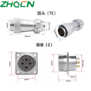 Zhocn Waterproof Aviation Connector WF28 8P Plug Male Zinc Alloy IP67 Electrical Engineering - Product Image 1