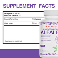 Capsules de concentré d'alfalfa de qualité supérieure, 60 unités, favorisent le métabolisme normal et la protection antioxydante