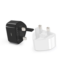 Cargador Rápido GaN de 20W con Enchufe de 3 Pines para Reino Unido, Mini Adaptador de Corriente USB-C PD, Protección de Seguridad OVP, Cargador de Pared con Certificación CE UKCA para iPhone 15/16 y iPad