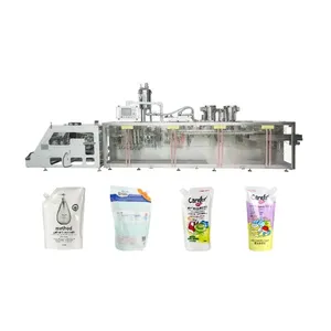 Horizontal Duplex Standard Doypack Spout Packing Machine Washing Detergent Laundry Liquid Baby Care Solution Packaging Machine