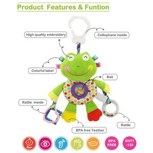 Jouet suspendu en peluche éléphant en peluche mobile en coton doux OEM pour berceau/poussette ensemble de jouets hochet rotatif en plastique musical - Product Image 2