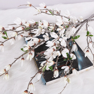 4-Forked Magnolia Artificial <b>Flowers</b> 95cm <b>Silk</b> High Simulation Home Decor Wedding Props - Product Image 3