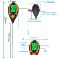 PH-mètre de sol numérique 4 en 1, moniteur d'humidité, testeur de température et de lumière du soleil pour le jardinage et l'agriculture avec lumière noire