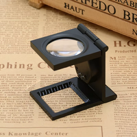 Good Quality Three Folding 10X Magnifier Zinc Alloy Magnifier Magnifying Glass with Scale for Optical