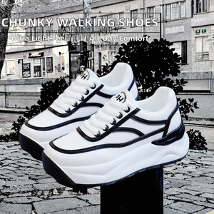 Zapatos casuales con cordones, ligeros, transpirables, para caminar, zapatos de plataforma gruesa para mujer, zapatillas de moda, zapatos de estilo para caminar para mujer - Product Image 2