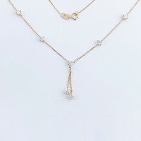 Collier pendentif en or jaune 18 carats avec diamant de laboratoire, motif étoile filante et pampille, réglable, pour femme, élégant et délicat