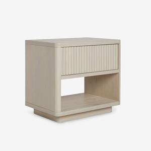 Table de chevet moderne blanche pour chambre à coucher avec tiroir en bois - Product Image 1