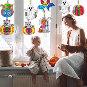 ชุดทำพวงกุญแจตกแต่งหน้าต่างลายฮาโลวีน 30 ชุด  ระบายสีเองได้  ลายแม่มด ฟักทอง ค้างคาว แมว <span class=keywords><strong>ผี</strong></span>  สำหรับงานปาร์ตี้เด็ก - Product Image 6