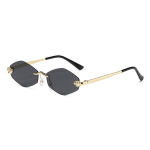 Lunettes de soleil sans monture pour femmes, en métal doré, protection UV400, verres PC, type 3, pour sorties, cyclisme, conduite, fêtes - Product Image 5