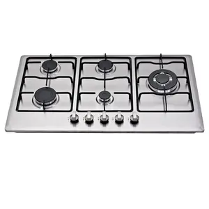 Zhongshan wholesale custom gas stove spare parts and 5 Burners Gloden Supplier Stainless Steel shell Estufas De Gas Hob