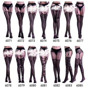 Collants résille sexy sans entrejambe pour femme, avec <span class=keywords><strong>porte</strong></span>-jarretelles en dentelle, ajourés, érotiques - Product Image 2