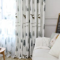 Rideau en polyester imprimé cerf et forêt, style nordique moderne, occultation élevée 70%-90% pour chambre et salon