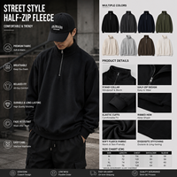 Sweat-shirts sportifs vintage pour hommes automne-hiver, col mi-zippé, en molleton oversize, couleur unie, col montant, vente en gros, ODM