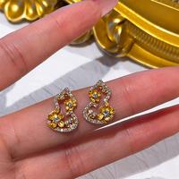Boucles d'oreilles en or 9K en forme de gourde, diamants cultivés en laboratoire, style chinois créatif, prix d'usine