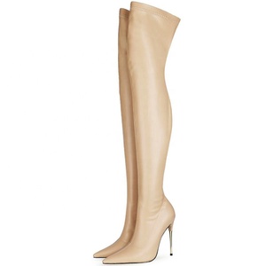 Solid Pure Color Women Winter Over the Knee High <b>Boots</b> Pointed Toe High Thin Heels Western Fashion Style Street Shoes - Product Image 1