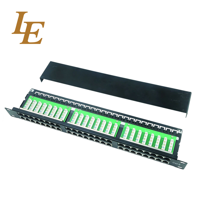 LE LE-P3724S 24 Port Cat6 Rack Mount Patch Panel with RJ45 Keystone Jack Black CE Certified 483x86x70mm