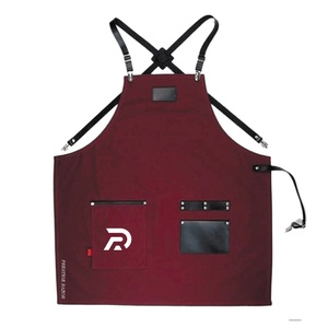 Alta qualità fatta a mano pelle PU barbiere mantello con tasche Extra personalizzabile Logo Denim materiale per parrucchieri - Product Image 4