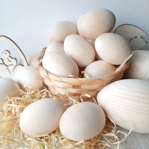 Huevos de madera sin terminar Pascua Huevo de madera sin pintar Adornos en blanco de madera - Product Image 2