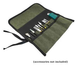 Custom 4 Pocket Canvas <strong>Tool</strong> <strong>Roll</strong> Bag, Waxed <strong>Roll</strong> up <strong>Tool</strong> Pouch Organizer for Wrench Plier Chisel Knife Hamm - Product Image 4