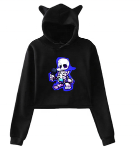 เสื้อฮู้ดครอปท็อปผ้าฟลีซบางเบาสำหรับผู้หญิง สั่งทำขายส่ง ลายการ์ตูนพิมพ์ด้านหน้า ระบายอากาศได้ดี ไม่หดตัว เป็นมิตรต่อสิ่งแวดล้อม - Product Image 6