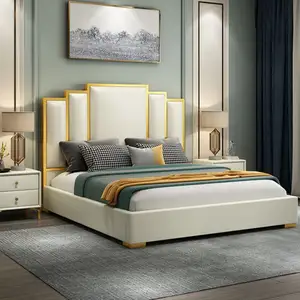 Мебель для спальни в арабском стиле, набор мебели для спальни, бархатная изголовье кровати с металлическим каркасом