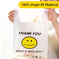Sac en plastique transparent découpé sur mesure avec poignée longue, en LDPE/HDPE de qualité alimentaire, pour exposition, cadeau, vente au détail