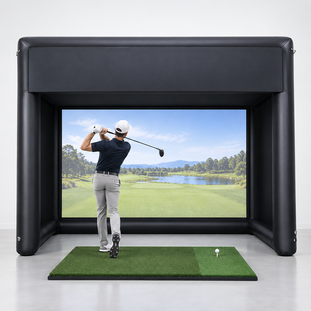 6 Mins Rapid Inflation Portable Golf Simulator Enclosure High Frequency Welded Inflatable Golf Simulator with 4K Impact Screen