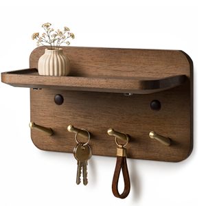 Porte-clés mural décoratif en bois massif écologique, pliable, pour entrée, porte, rangement créatif de clés par FWE - Product Image 1
