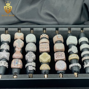 Anello da <span class=keywords><strong>Uomo</strong></span> in <span class=keywords><strong>Argento</strong></span> Sterling <span class=keywords><strong>925</strong></span> con Moissanite Iced Out, Stile Hip Hop, Testato con Diamanti, Prezzo all'Ingrosso - Product Image 2