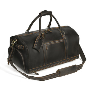 Bolsa de Viaje de Cuero Genuino para Hombre, Gran Capacidad, Negra, Estilo Vintage, Asa Suave, Color Sólido - Product Image 5