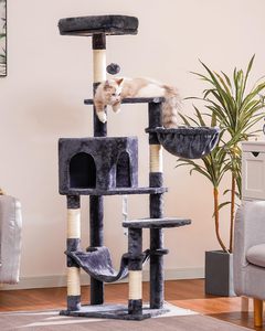 Wholesale Eco-Friendly Modern Luxurious Black Customized <b>Plush</b> Big Pet Condo Natural Sisal Wood Scratcher Furniture <b>Cat</b> Tree - Product Image 2