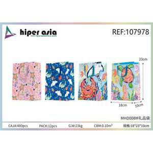 Sacchetti regalo colorati all'ingrosso 480 pezzi con disegni di vita di mare bomboniere perfette per eventi e feste - Product Image 1