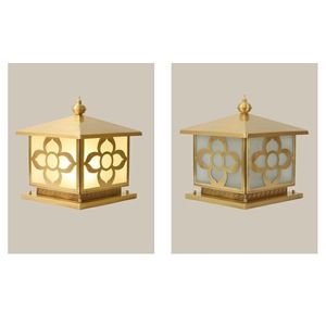 Chinese Style Square Copper Outdoor Wall Lamp 220V LED Waterproof For Villa Doorway Balcony <b>Corridor</b> <b>Lighting</b> - Product Image 1