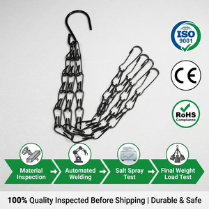 Catena per Cesto Sospeso <span class=keywords><strong>in</strong></span> <span class=keywords><strong>Ferro</strong></span> <span class=keywords><strong>Battuto</strong></span> da Esterno per Balcone e Parete, Supporto Resistente per <span class=keywords><strong>Vasi</strong></span> di Fiori - Product Image 6