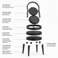 Chaise de salle à manger en bois rembourrée noire avec dossier rond pour restaurant, hôtel, banquet