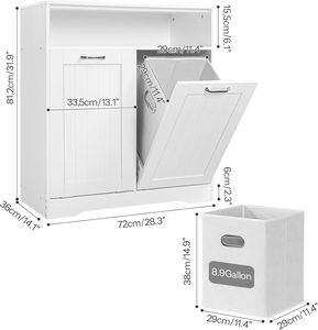 Fondlive fondlive ארון אחסון חדר אמבטיה עם שתי הטיה-out כביסה tilt - Product Image 3