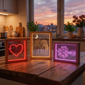 Cadre <span class=keywords><strong>photo</strong></span> en acrylique multicolore avec lumière USB 5V universel, idéal pour les souvenirs de vacances et la décoration du salon - Vente chaude - Product Image 1