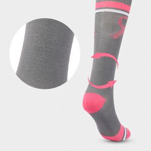 High Quality Combed Cotton Breathable Quick Dry <b>Compression</b> Fashion Knee High Custom Logo Diabetic Women Socks - Product Image 4