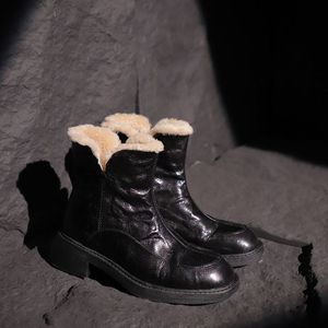 Botas de Nieve Modernas y Versátiles de Media Pantorrilla para Mujer, con Tacones Altos y Gruesos, Cierre Deslizante, Forro de Piel para Otoño/Invierno - Product Image 6
