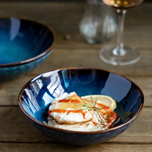 Oferta Especial: Nuevo Juego de Vajilla de Porcelana Fina Azul con Esmalte Craquelado Creativo, Ecológico y Pintado a Mano, Contenedores de Almacenamiento de Alimentos para Hoteles - Product Image 4